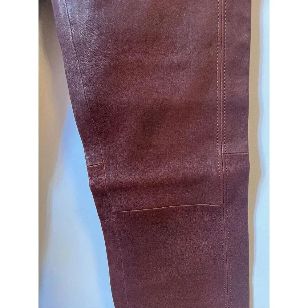 Rag & Bone Simone Lamb Leather Pants Women's 4 Stretchy NWT Brown - Picture 9 of 11